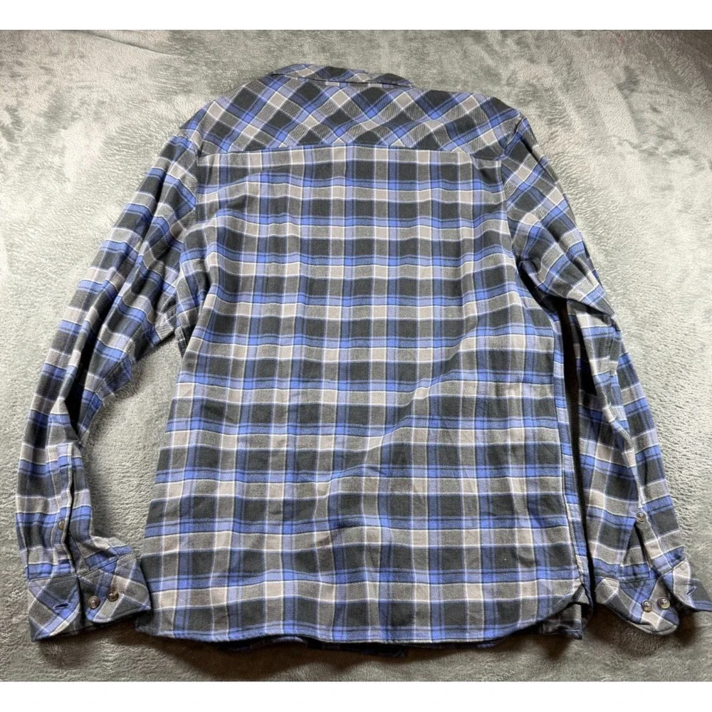The North Face Flannel Shirt Mens L Blue Gray Plaid Button Up Hiking